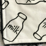Black and White Milk Bottle Baby Blanket